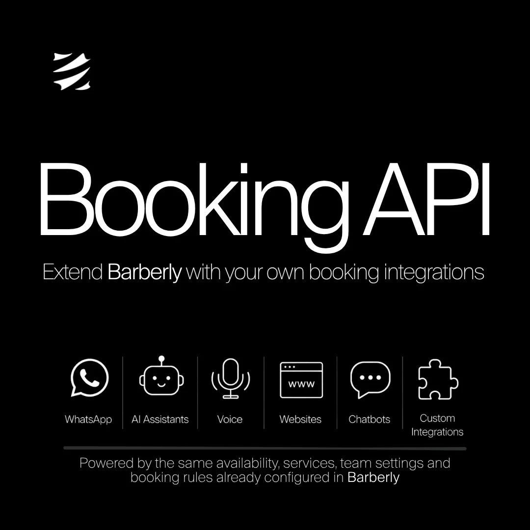 Barberly Booking API til WhatsApp, AI-assistenter, stemme, websites, chatbots og egne integrationer